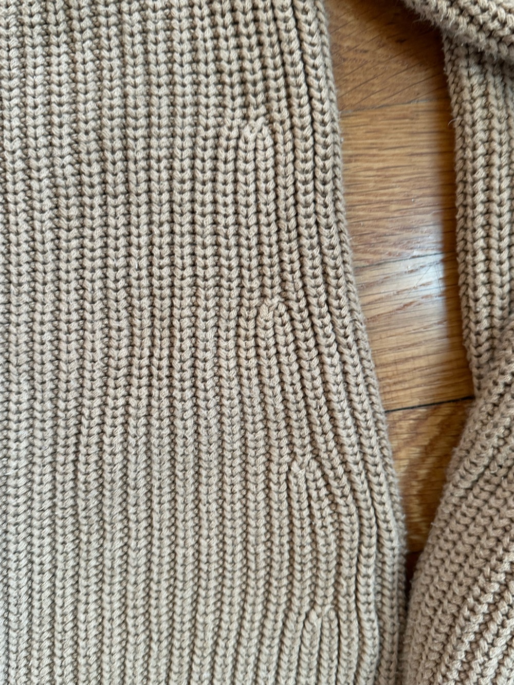 Quince Tan Ribbed Organic Cotton Knit Women’s Fisherman Sweater - Picture 4 of 6
